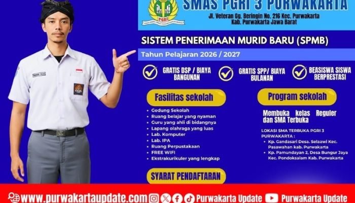 SPMB SMAS PGRI 3 Purwakarta Resmi Dibuka, Sekolah Swasta Gratis Biaya
