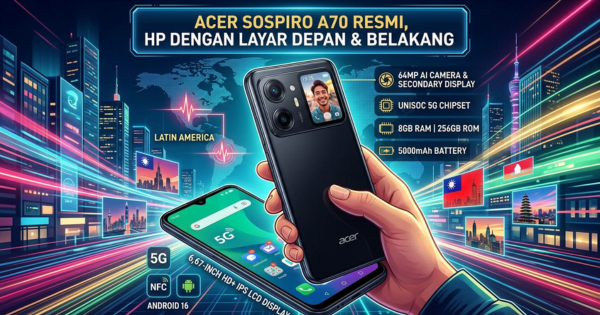 Acer Sospiro A70 Resmi Diluncurkan, HP Android Unik dengan Layar Depan dan Belakang