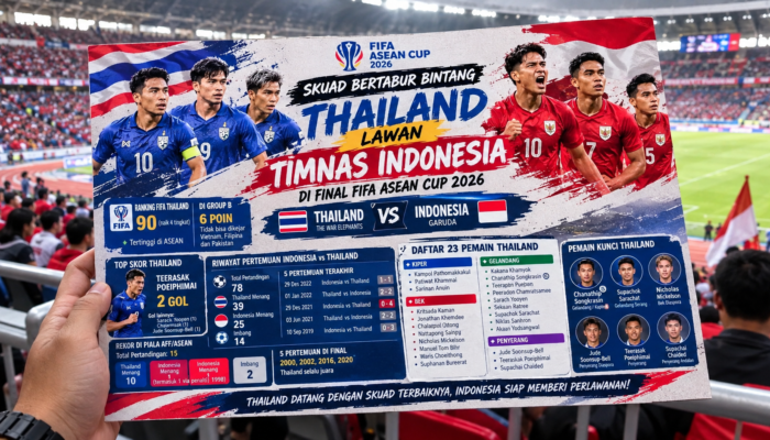Thailand Bawa Banyak Pemain Berpengalaman, Tantangan Indonesia di Final FIFA ASEAN Cup 2026 Thailand Bawa Banyak Pemain Berpengalaman, Tantangan Indonesia di Final FIFA ASEAN Cup 2026 - Foto : chat gpt